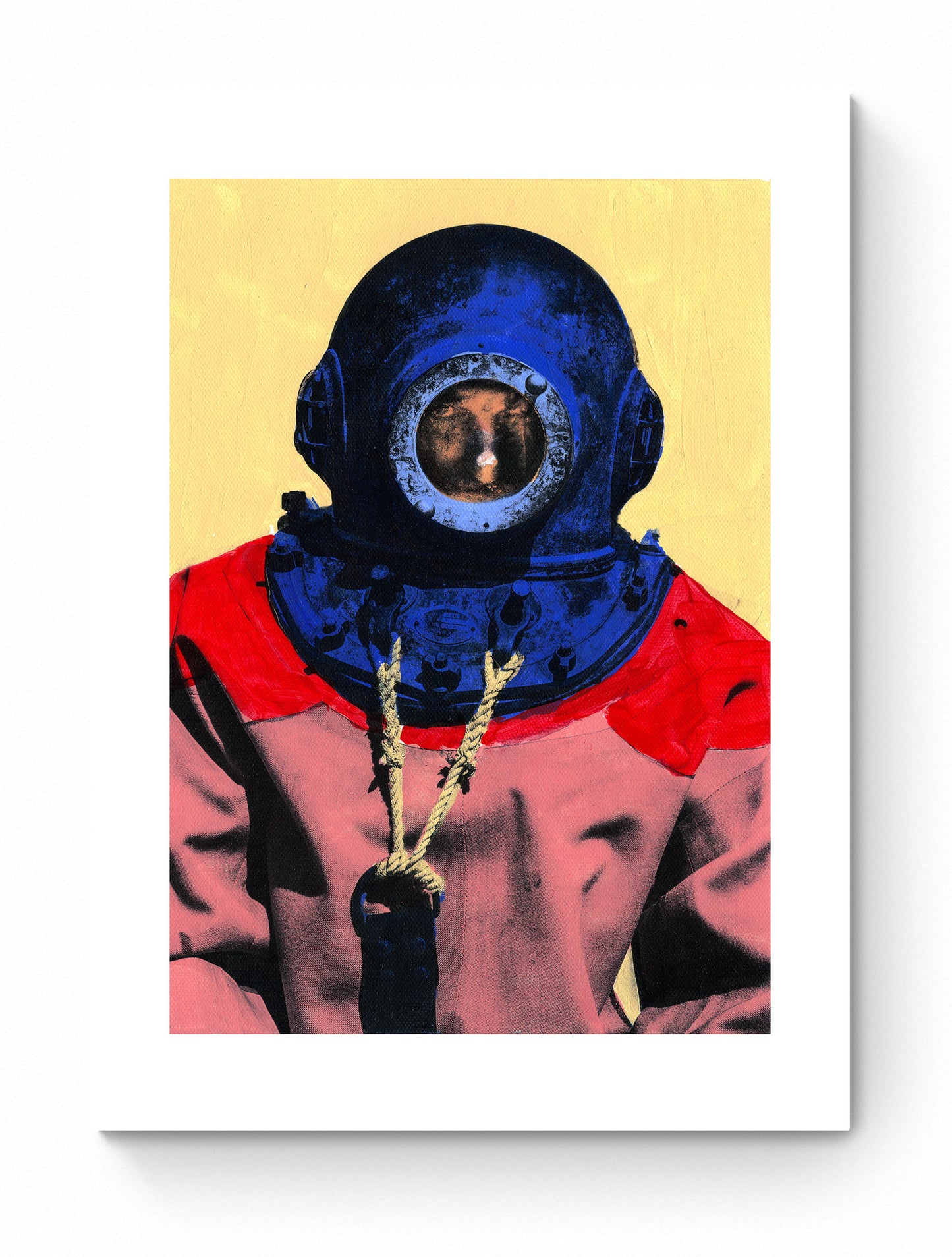 Painting Pop Art Wall Art from Greece | Canary & Blue sponge diver from Kalymnos island, by George Tatakis - poster