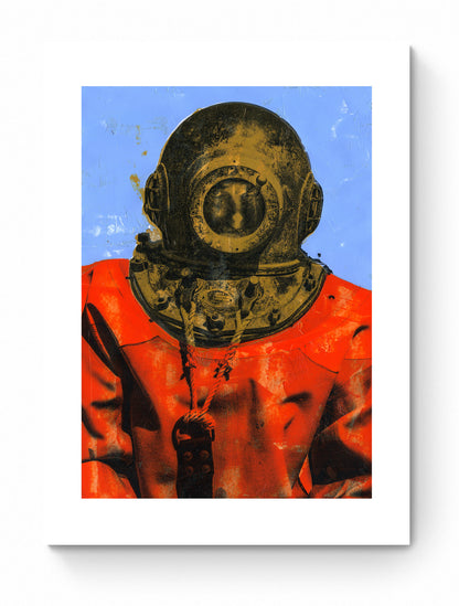 Painting Pop Art Wall Art from Greece | Duotone sponge diver from Kalymnos island, by George Tatakis - poster