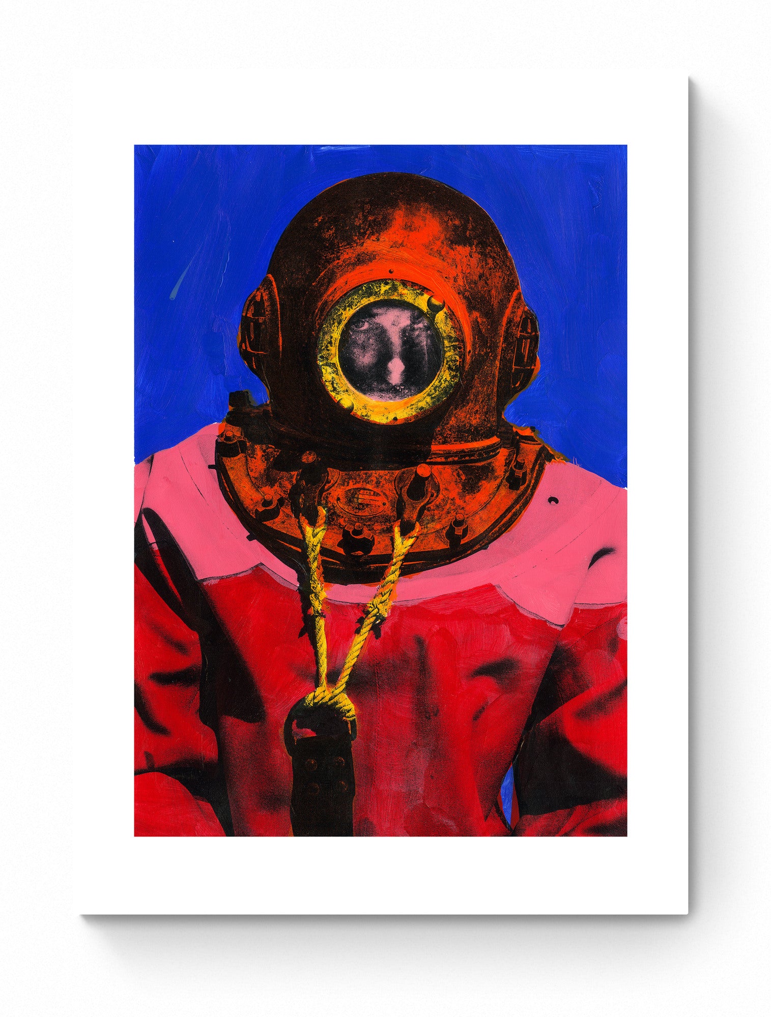 Painting Pop Art Wall Art from Greece | Royal Blue sponge diver from Kalymnos island, by George Tatakis - poster