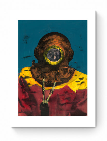 Painting Pop Art Wall Art from Greece | Smudged sponge diver from Kalymnos island, by George Tatakis - poster