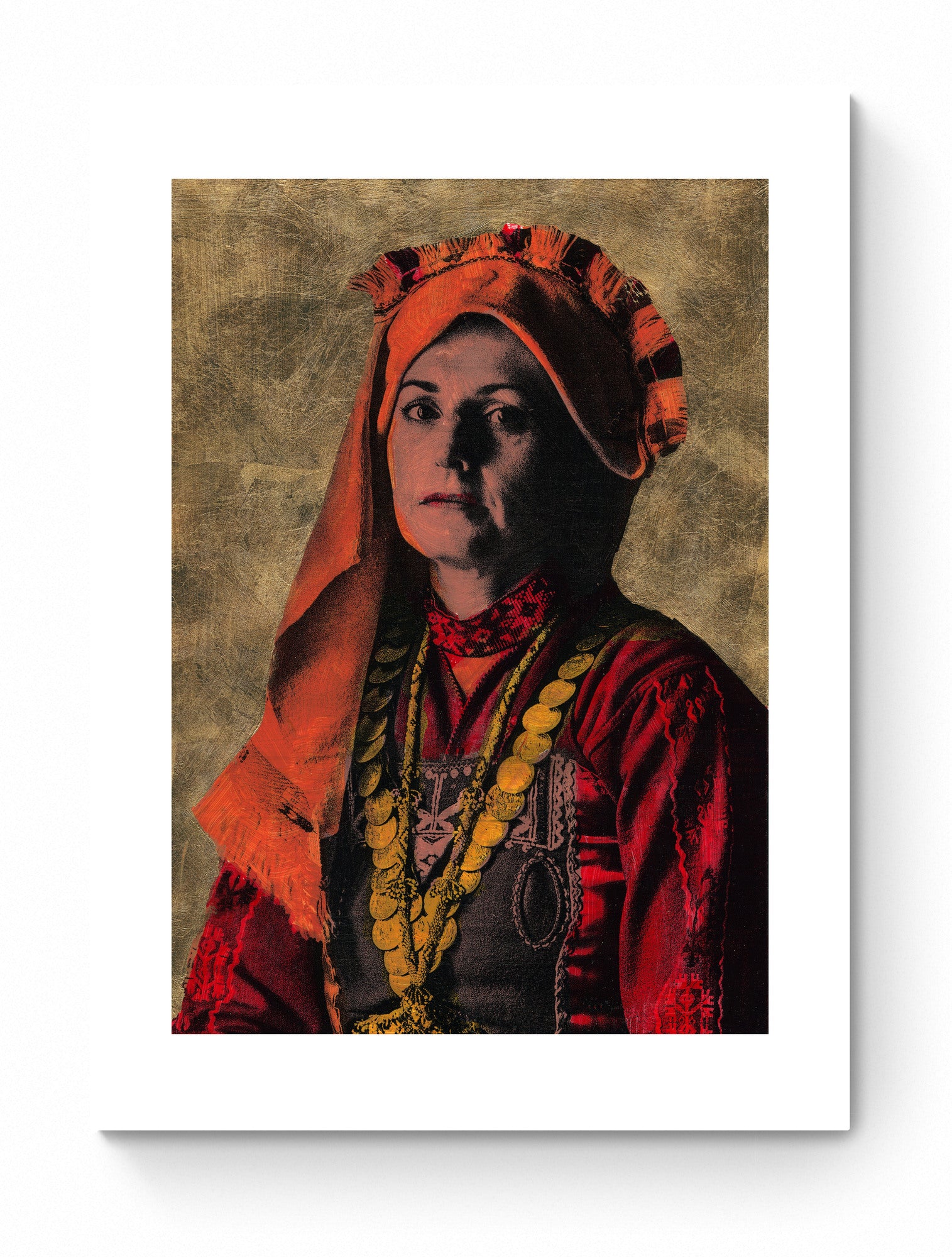 Painting Pop Art Wall Art from Greece | Golden Mani Costume from Evros, Thrace, by George Tatakis - poster