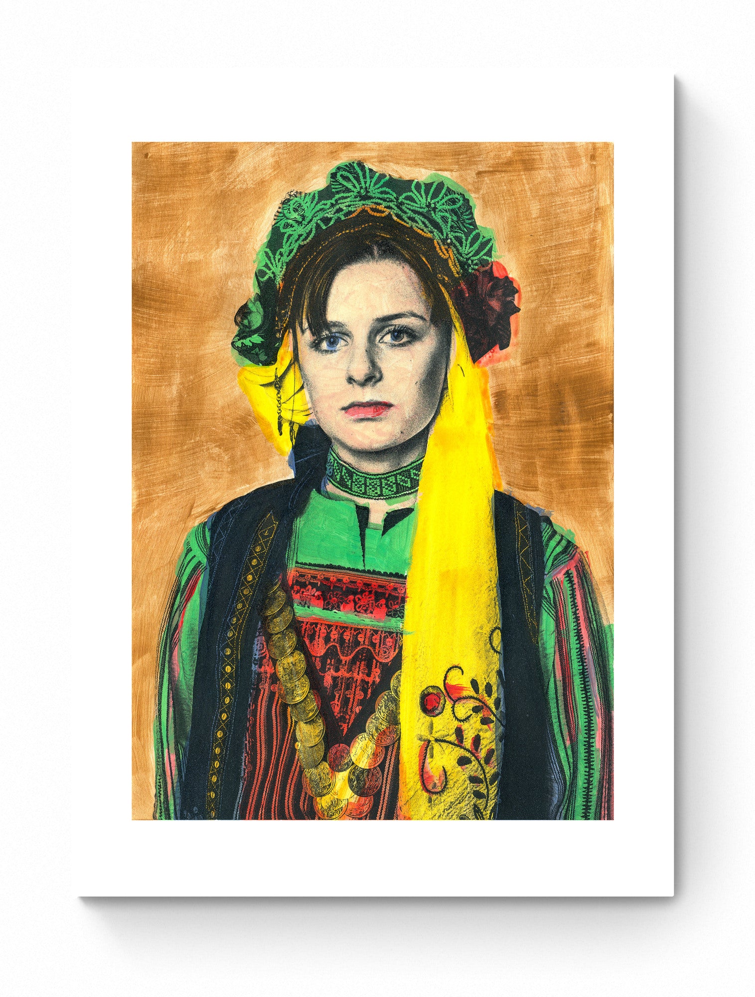 Painting Pop Art Wall Art from Greece | Brown Metaxades Costume from Evros, Thrace, by George Tatakis - poster