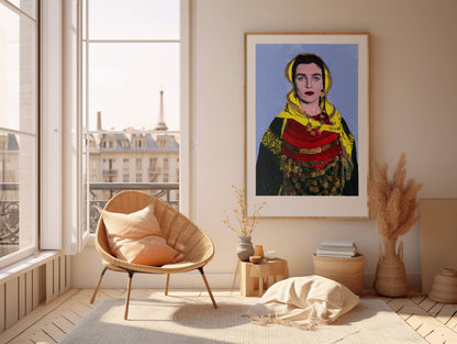 Painting Pop Art Wall Art from Greece | Blue Salamina Engagement Costume from Saronic Gulf, by George Tatakis - inside a room in Paris