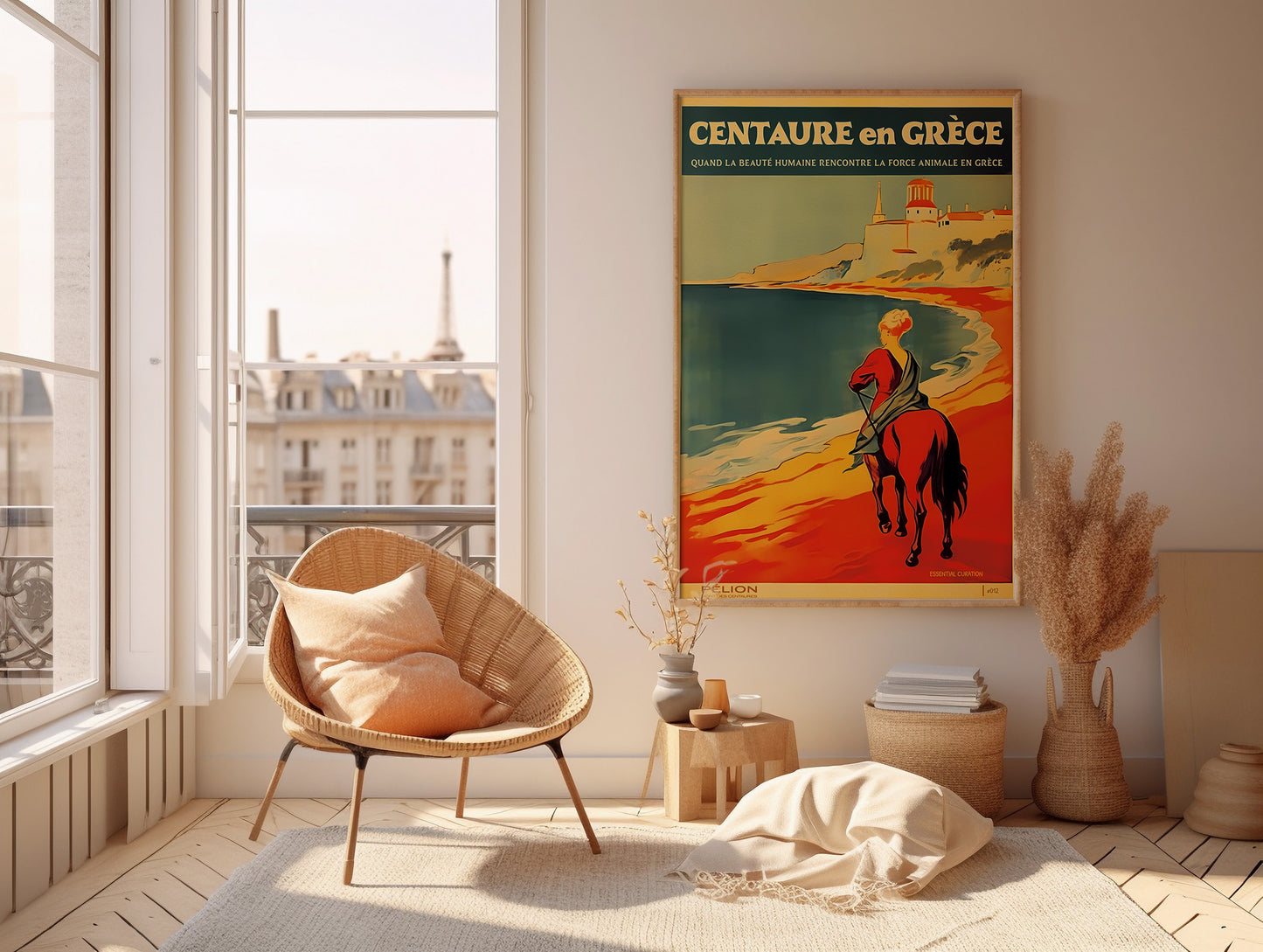 Color Retro Poster Wall Art from Greece by George Tatakis | Centaur in Pelion by the sea - room in Paris