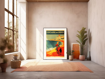 Color Retro Poster Wall Art from Greece by George Tatakis | Centaur in Pelion by the sea - art studio in sunlight