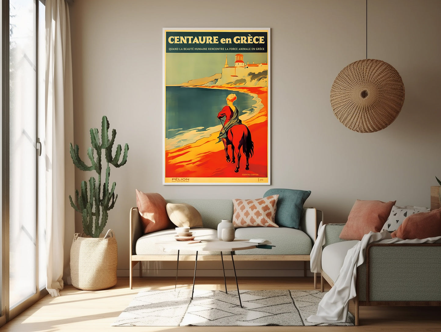 Color Retro Poster Wall Art from Greece by George Tatakis | Centaur in Pelion by the sea - boho room
