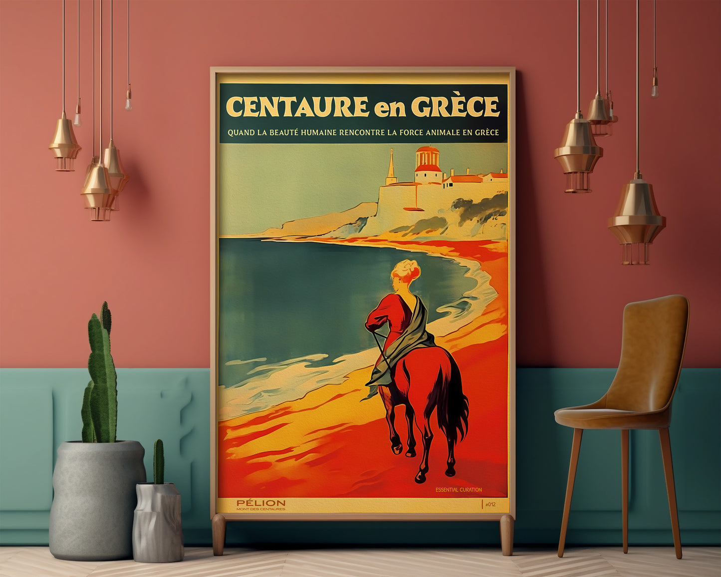 Color Retro Poster Wall Art from Greece by George Tatakis | Centaur in Pelion by the sea - eclectic room