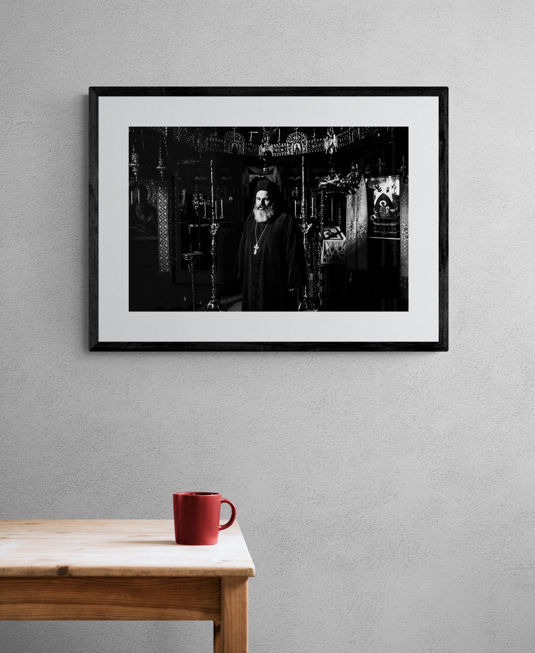 Black and White Photography Wall Art Greece | A priest at a local church in Kladorachi Florina W. Macedonia - single frame