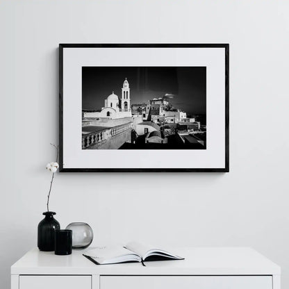 Santorini, Akrotiri. Castle View | Chorōs | Black-and-white wall art photography from Greece - single framed photo