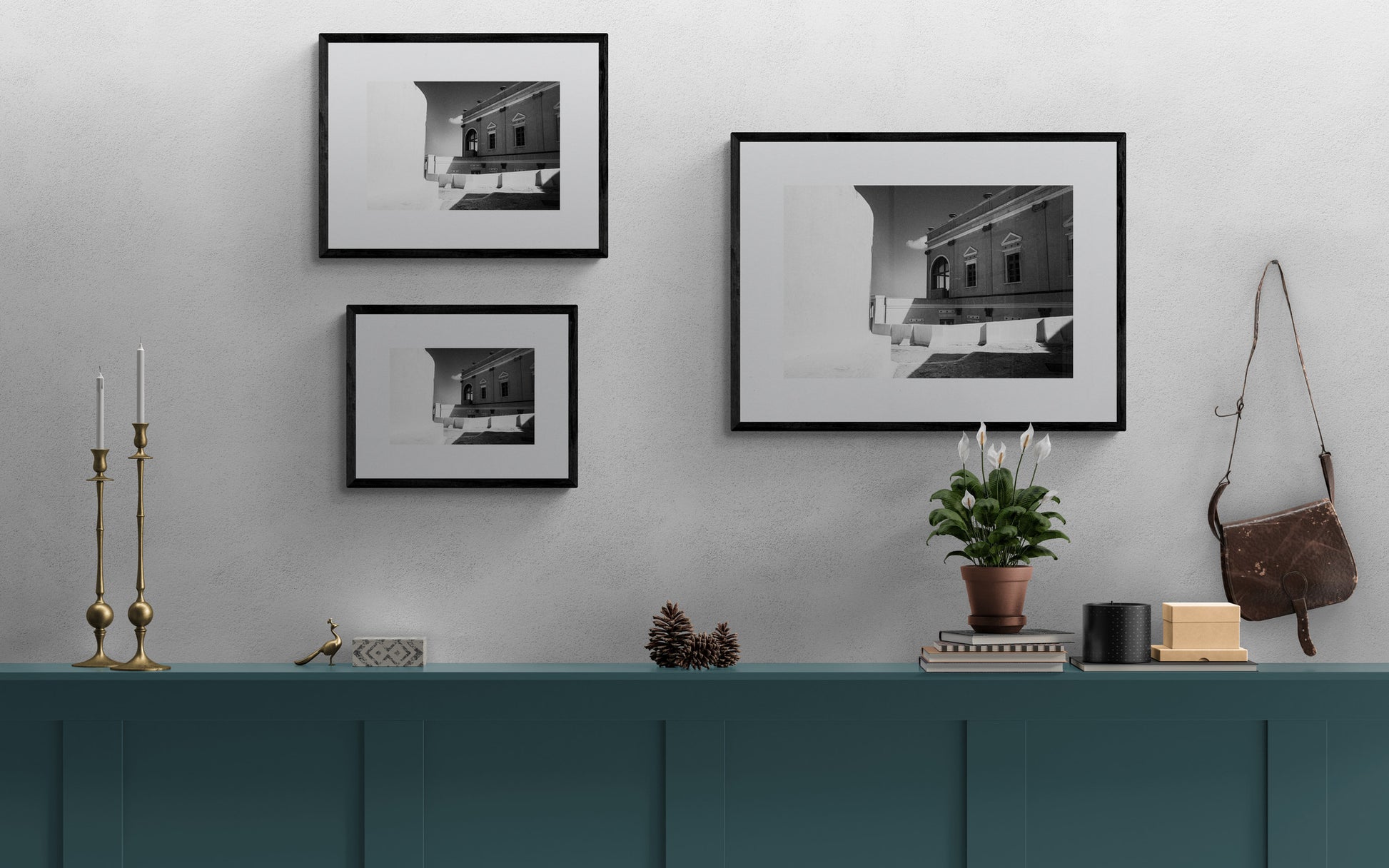 Building at Emporio, Santorini island | Chorōs | Black-and-white wall art photography from Greece - framing options