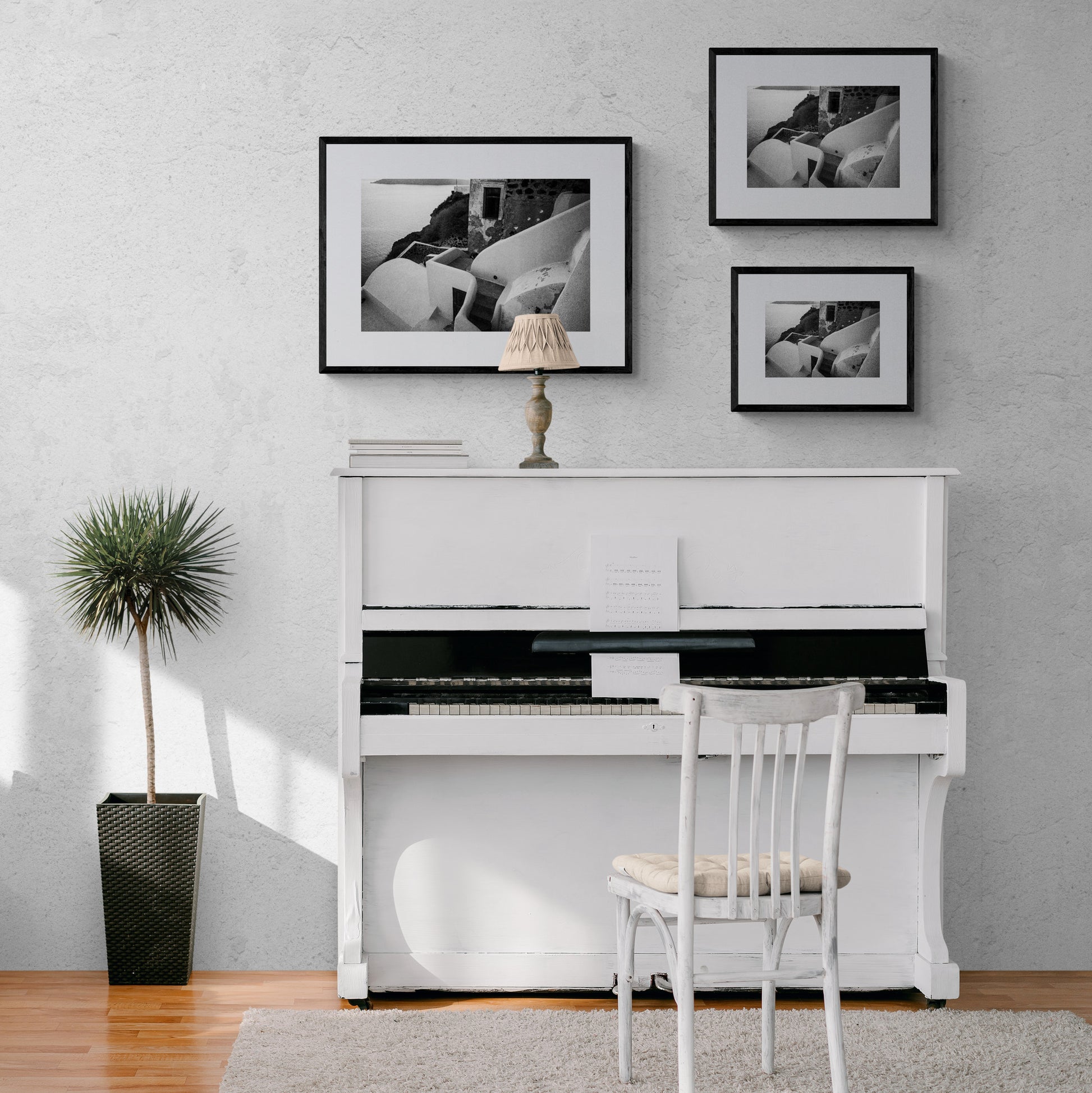 House Forms in Oia | Santorini | Chorōs | Black-and-white wall art photography from Greece - framing options