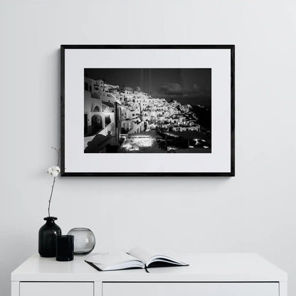 Blurred Vision at Oia | Santorini | Chorōs | Black-and-white wall art photography from Greece - single framed photo