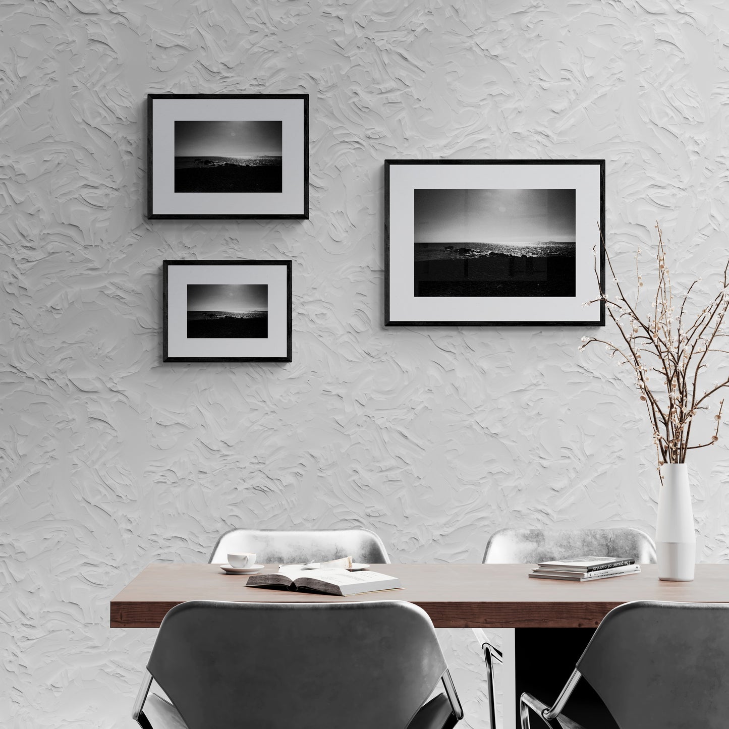 Calm Sunlit Sea | Santorini | Chorōs | Black-and-white wall art photography from Greece - framing options