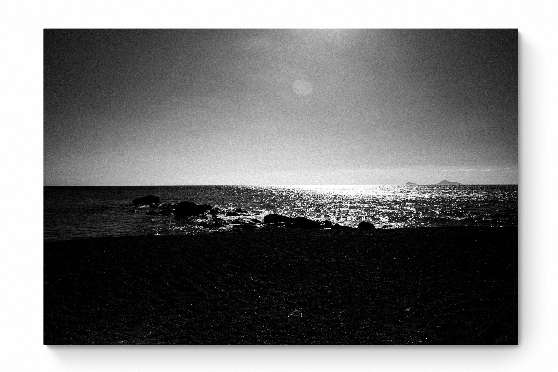 Calm Sunlit Sea | Santorini | Chorōs | Black-and-white wall art photography from Greece - whole photo