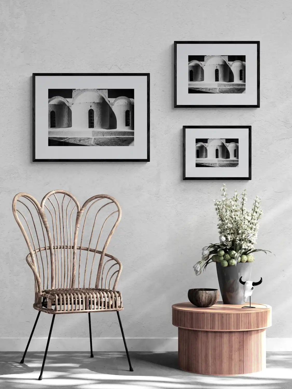 Local Church Forms | Santorini | Chorōs | Black-and-white wall art photography from Greece - framing options