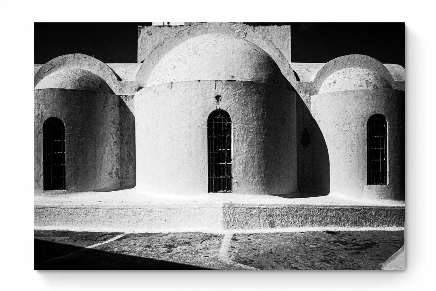 Local Church Forms | Santorini | Chorōs | Black-and-white wall art photography from Greece - whole photo