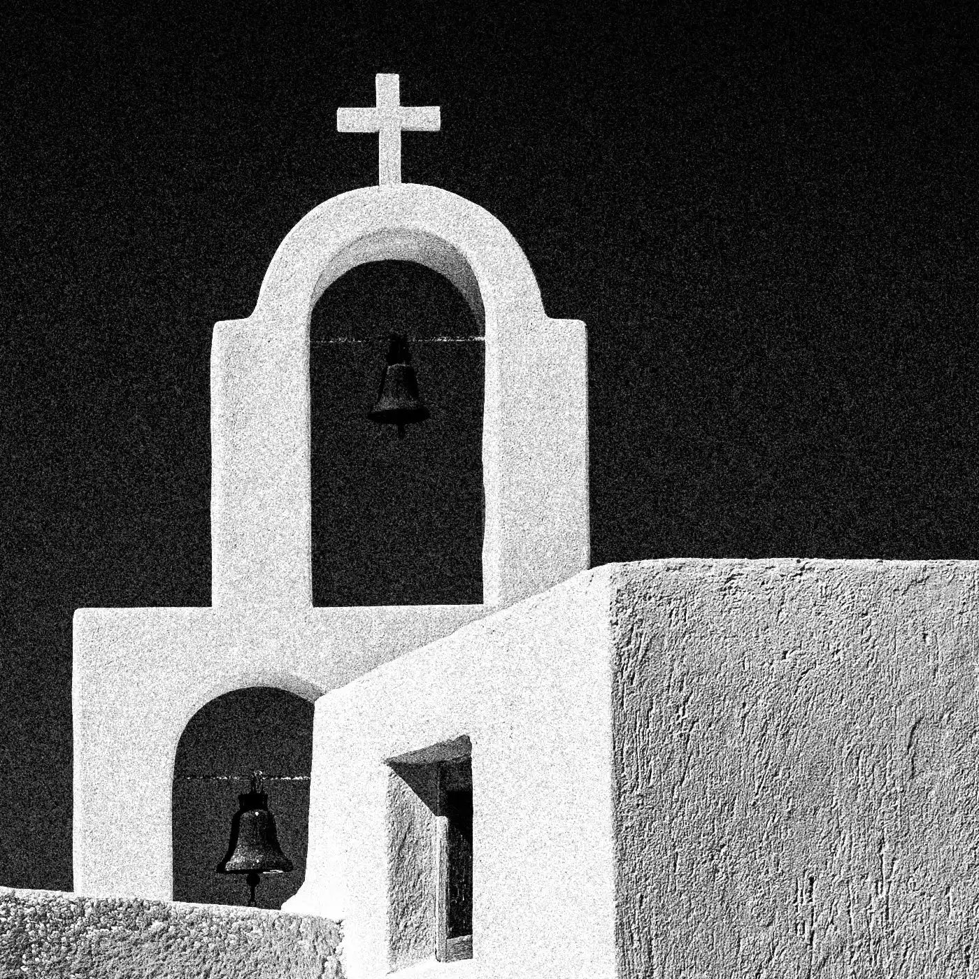 Architectural Forms | Santorini | Chorōs | Black-and-white wall art photography from Greece - detailed view