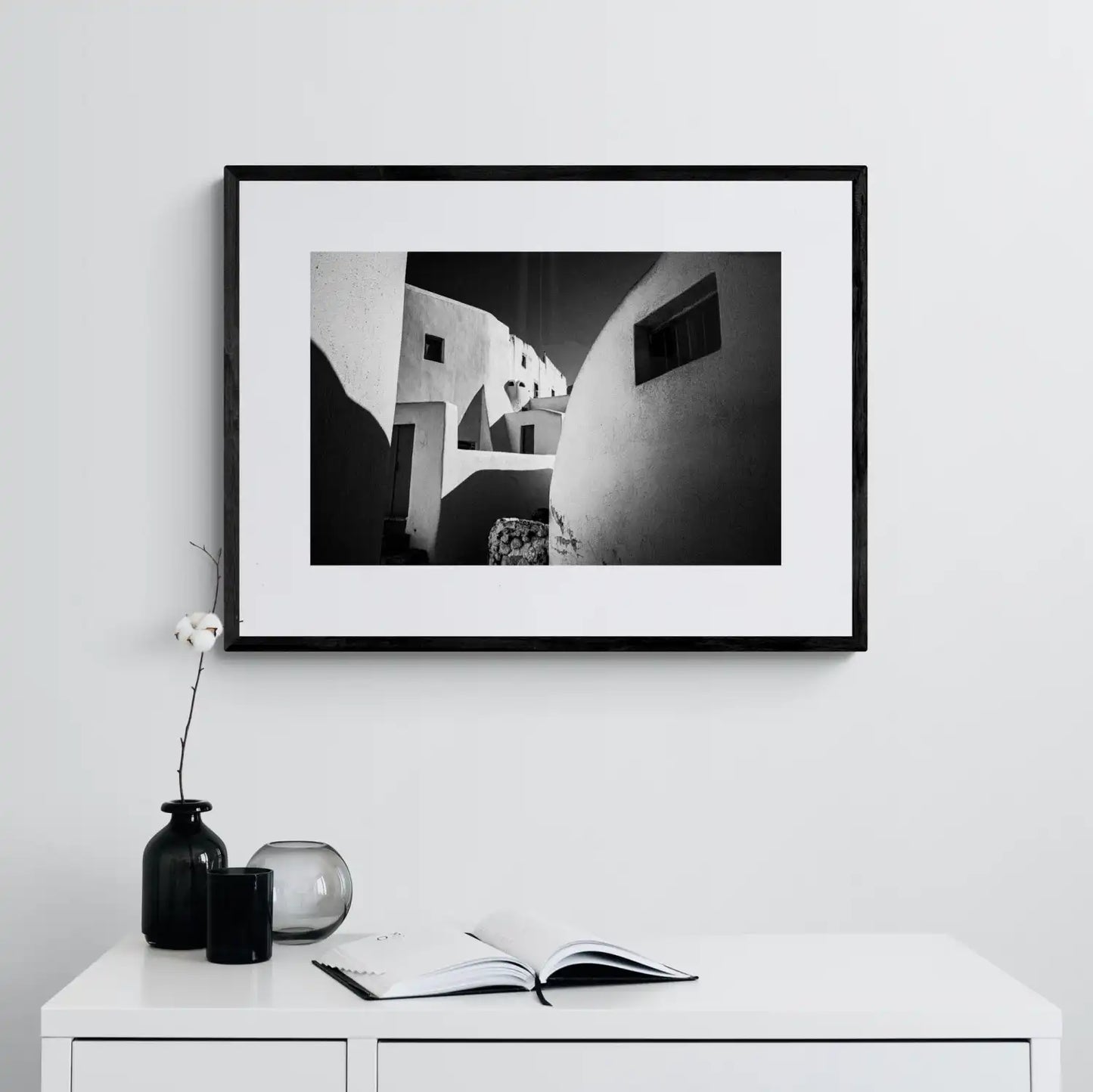 Forms at Emporio | Santorini | Chorōs | Black-and-white wall art photography from Greece - single framed photo