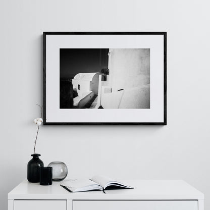 Narrow Alley at Emporio | Santorini | Chorōs | Black-and-white wall art photography from Greece - single framed photo