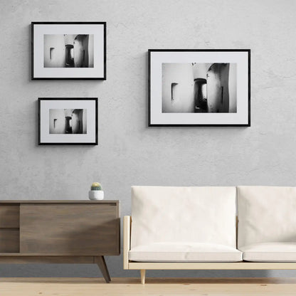 Tunnel at Emporio | Santorini | Chorōs | Black-and-white wall art photography from Greece - framing options