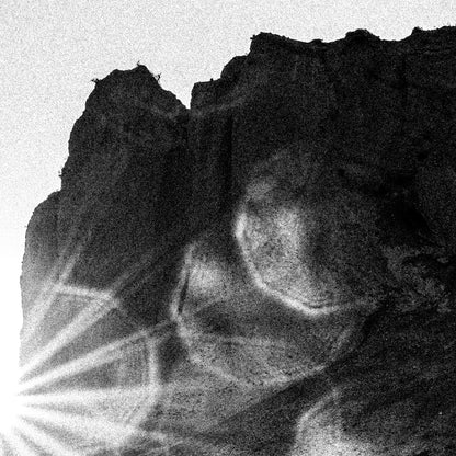 Rock and Sun | Santorini | Chorōs | Black-and-white wall art photography from Greece - detailed view