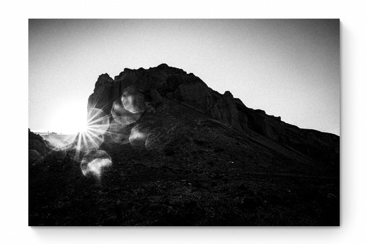 Rock and Sun | Santorini | Chorōs | Black-and-white wall art photography from Greece - whole photo