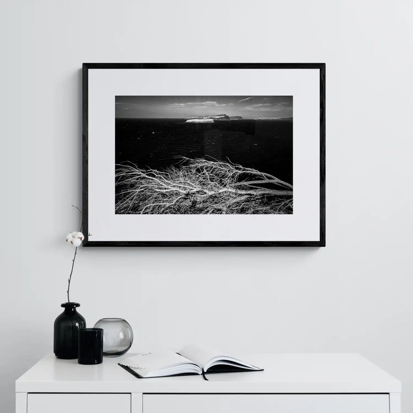 Sea Branches | Santorini | Chorōs | Black-and-white wall art photography from Greece - single framed photo