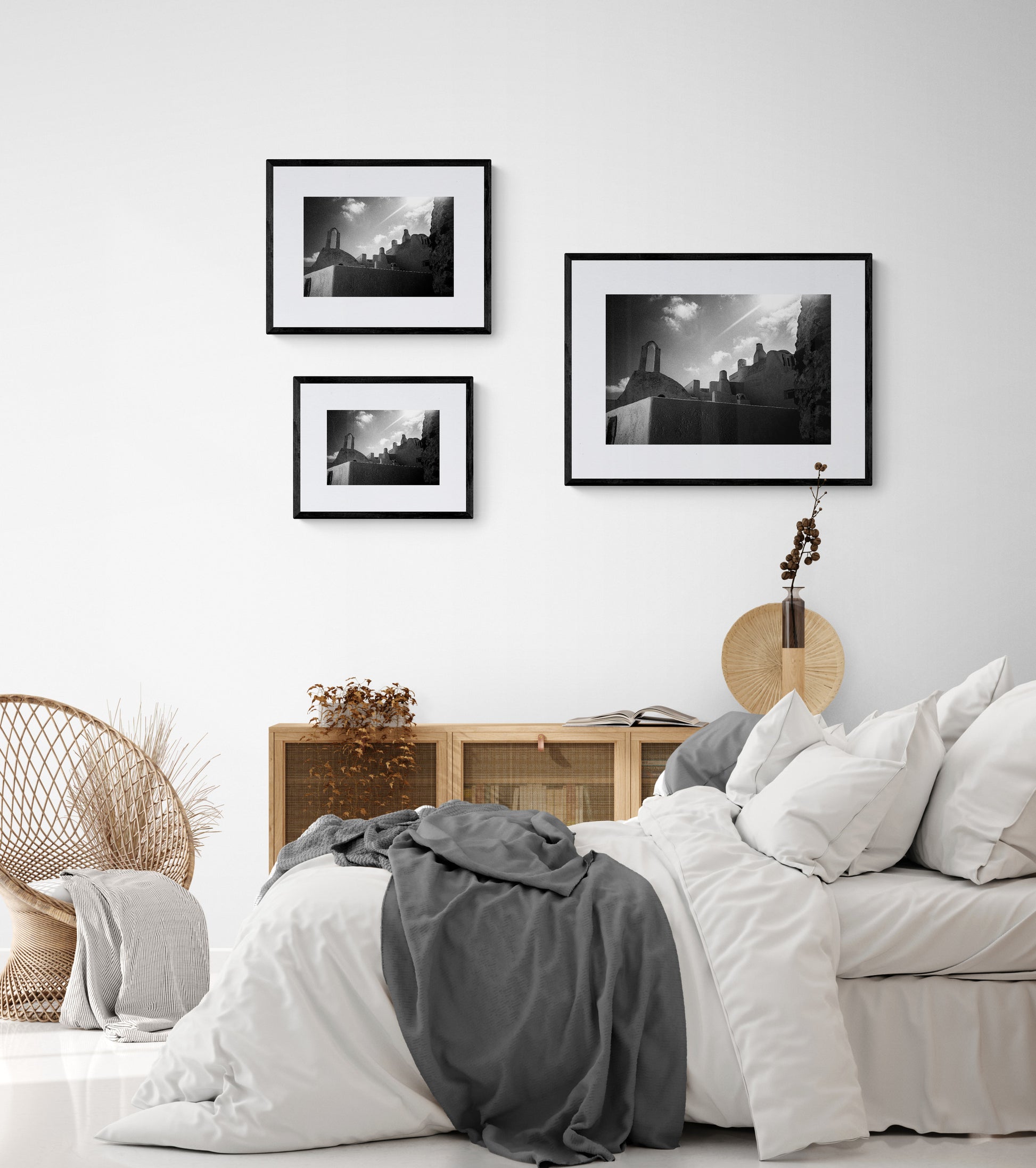 Silhouettes and Forms | Santorini | Chorōs | Black-and-white wall art photography from Greece - framing options