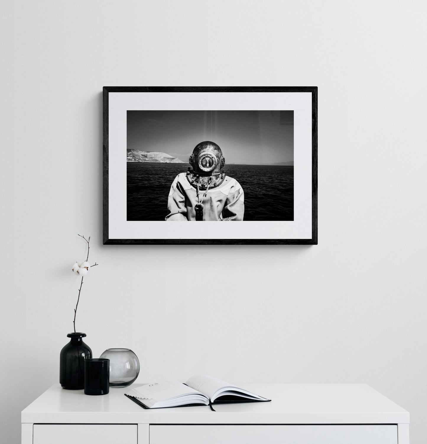 Black and White Photography Wall Art Greece | Diver in Kalymnos Dodecanese - single framed
