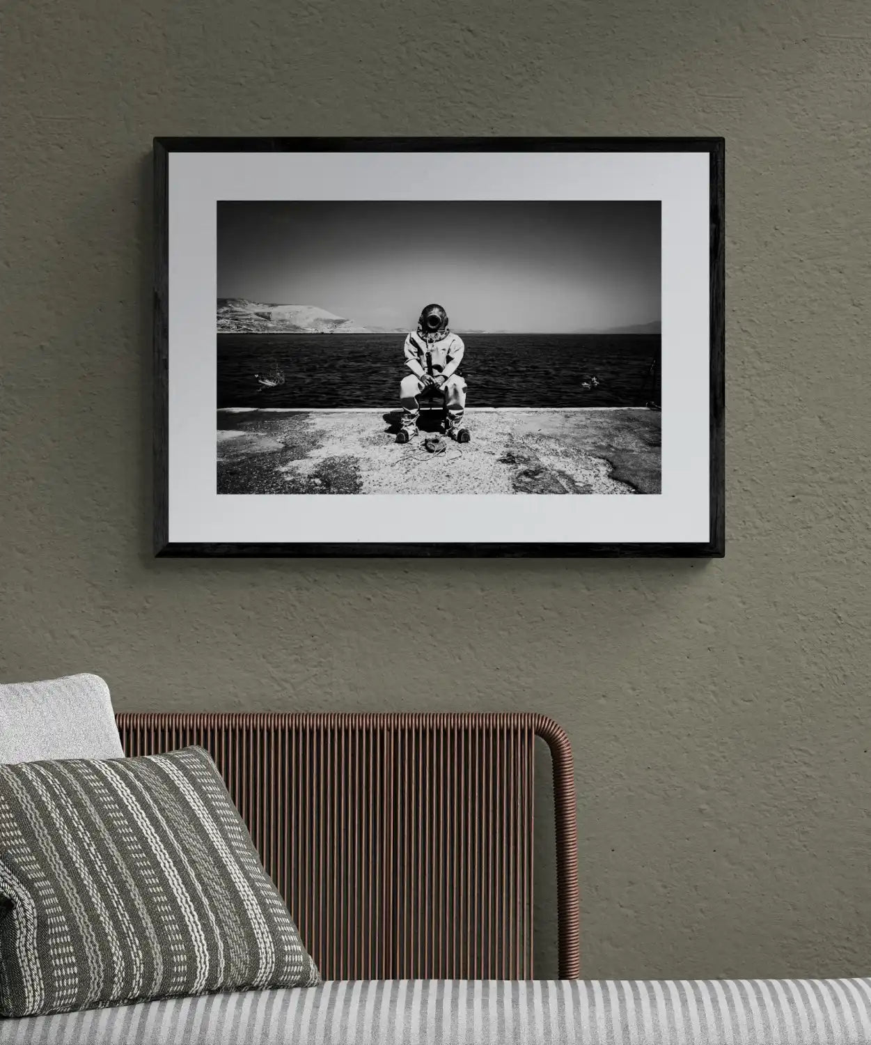 Black and White Photography Wall Art Greece | Diver in Kalymnos Dodecanese - single framed