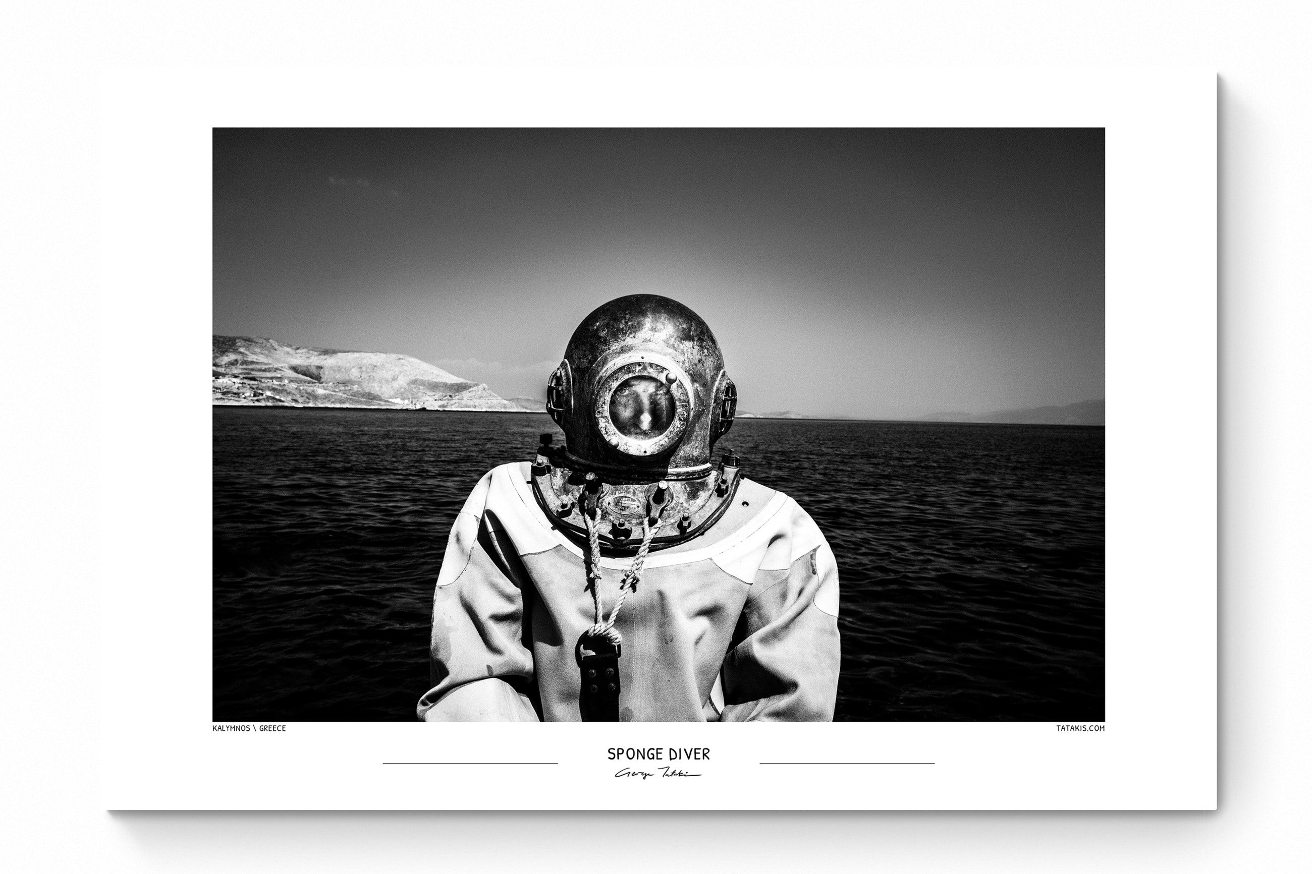 The Sponge Diver | Black-and-White photography Wall Art Poster from Greece, by George Tatakis - whole poster