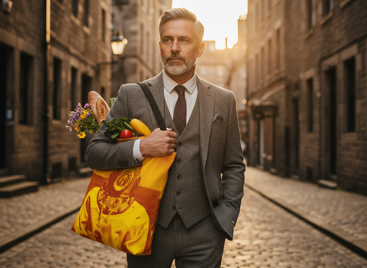Kalymnos Sponge Diver Tote Bag - Vibrant Yellow-Orange Gradient Print - Gentleman