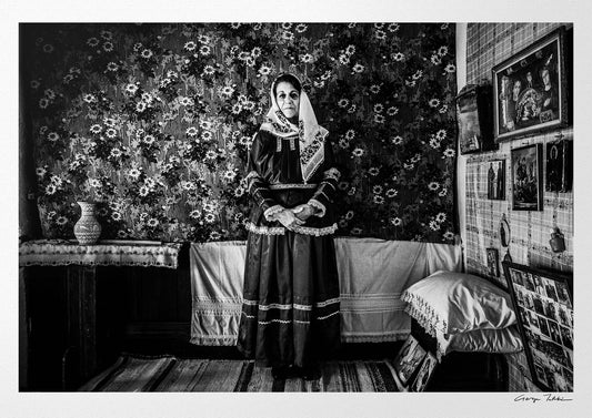 Black and White Photography Wall Art Greece | Traditional costume of Afantou in a local house Rhodes by George Tatakis