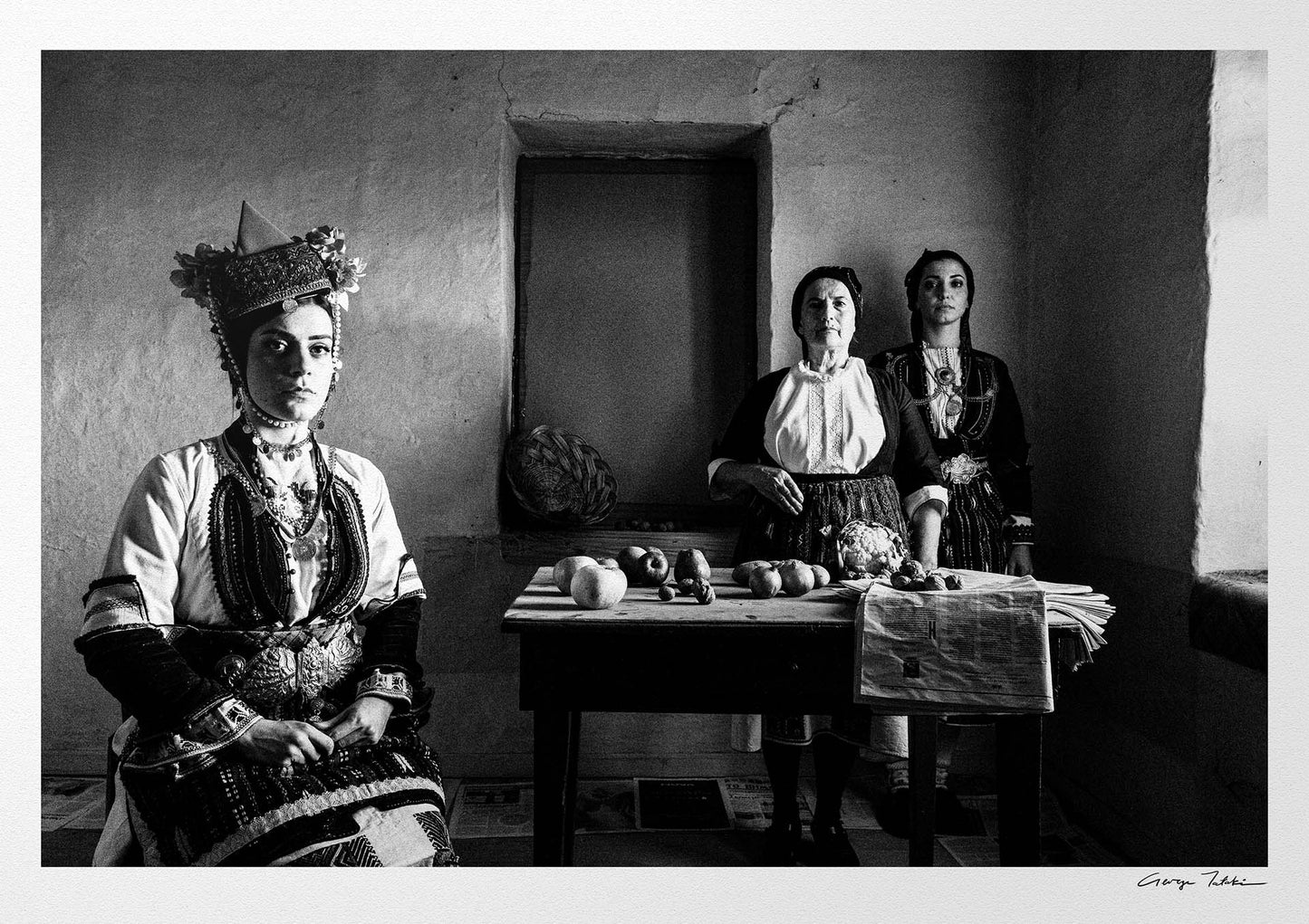 Black and White Photography Wall Art Greece | Costumes of Aggelochori Macedonia by George Tatakis