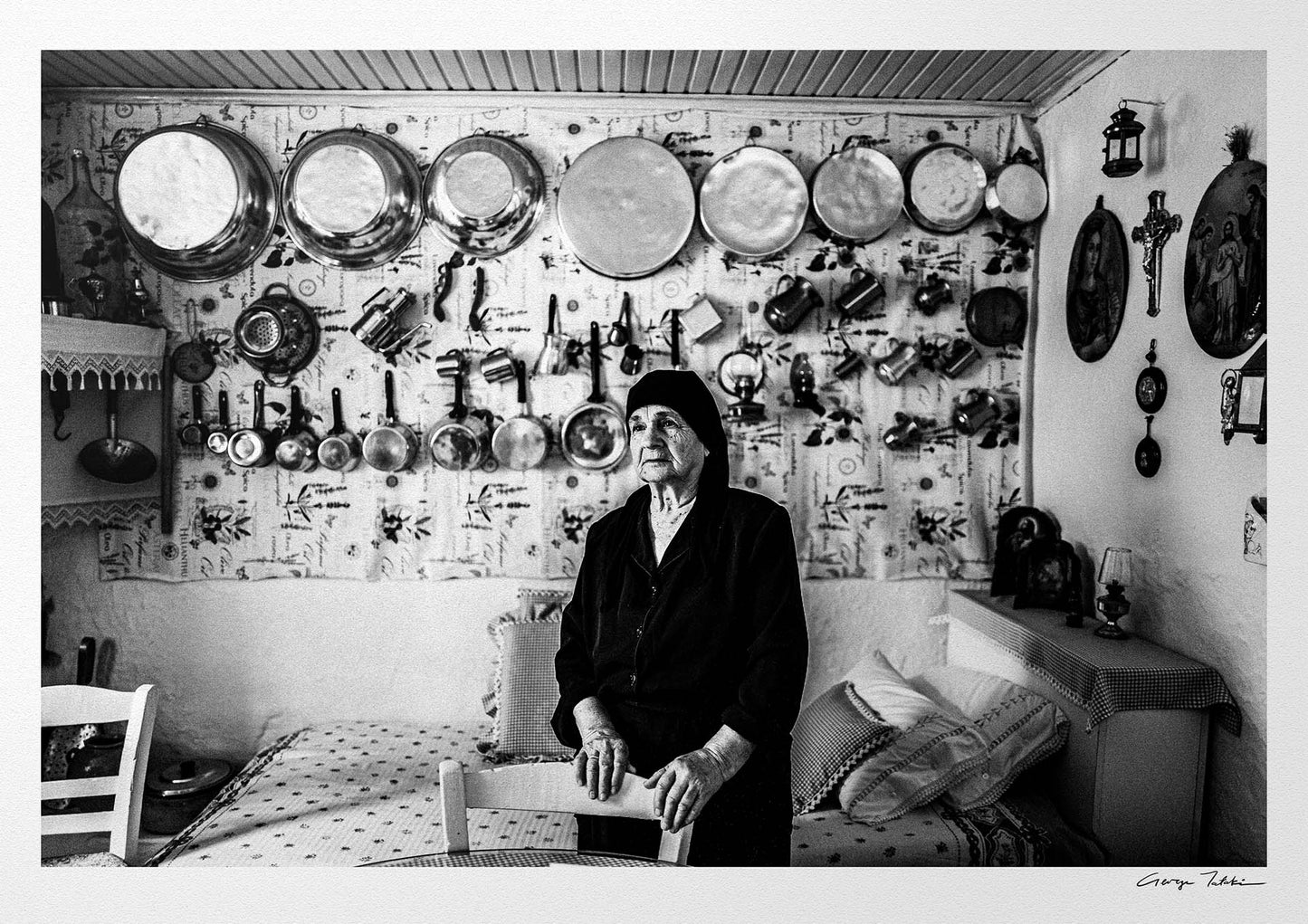 Black and White Photography Wall Art Greece | Lady in Anogia Crete by George Tatakis