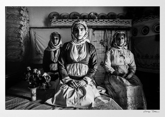 Black and White Photography Wall Art Greece | Traditional costumes of Apollona in a local house Rhodes by George Tatakis