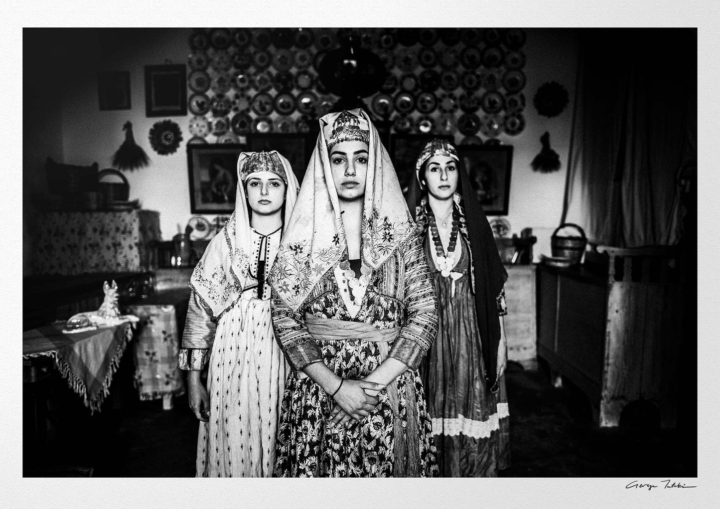 Black and White Photography Wall Art Greece | Traditional costumes of Archangelos in a traditional house Rhodes by George Tatakis