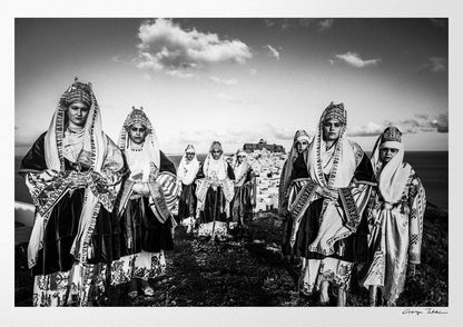 Black and White Photography Wall Art Greece | Costume of Astypalaea on a cliff overlooking the castle Dodecanese by George Tatakis