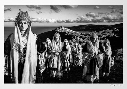Black and White Photography Wall Art Greece | Costumes of Astypalaea on a cliff overlooking the town Dodecanese by George Tatakis