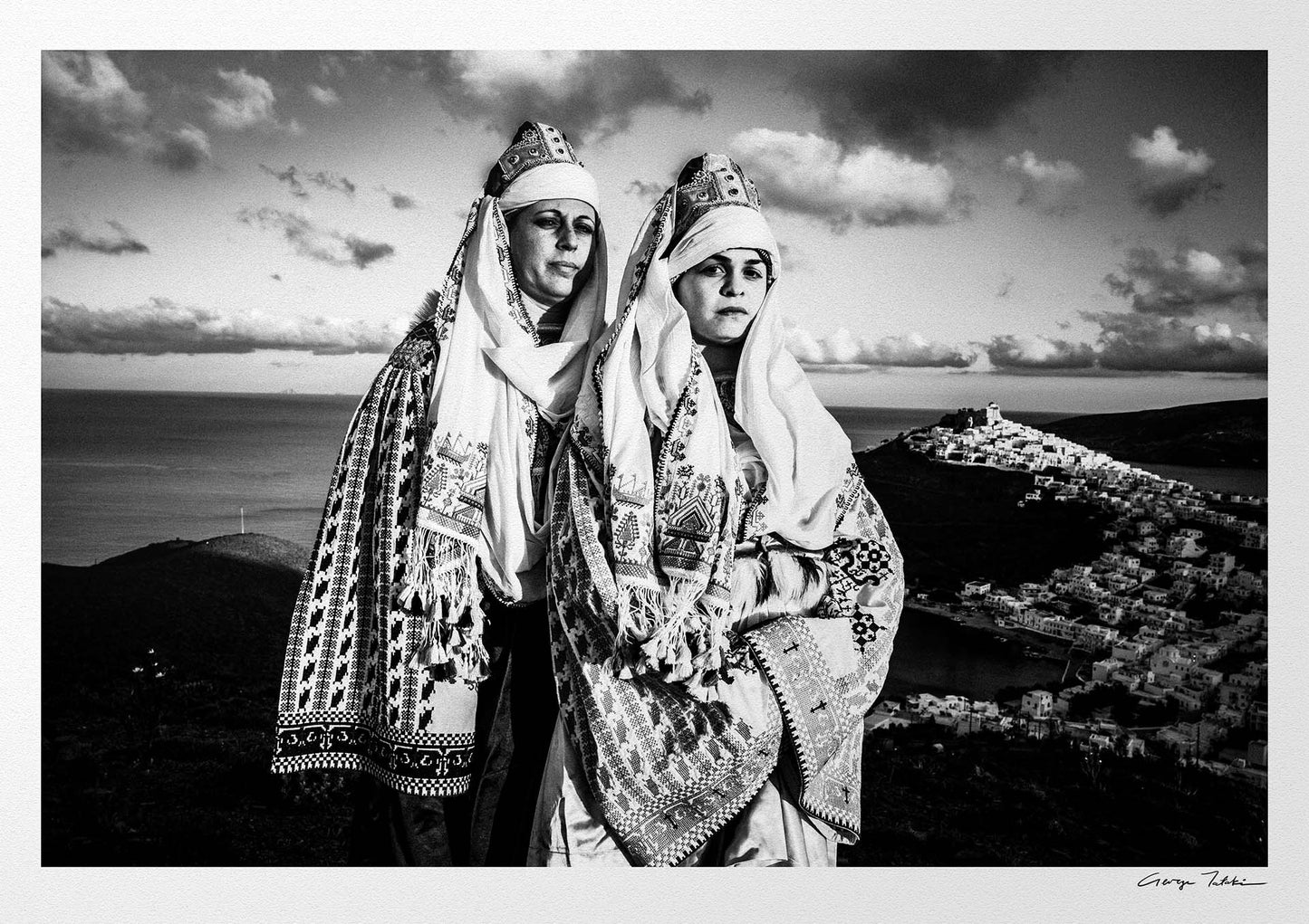 Black and White Photography Wall Art Greece | Costume of Astypalaea on a cliff overlooking the town Dodecanese by George Tatakis