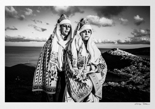 Black and White Photography Wall Art Greece | Costume of Astypalaea on a cliff overlooking the town Dodecanese by George Tatakis