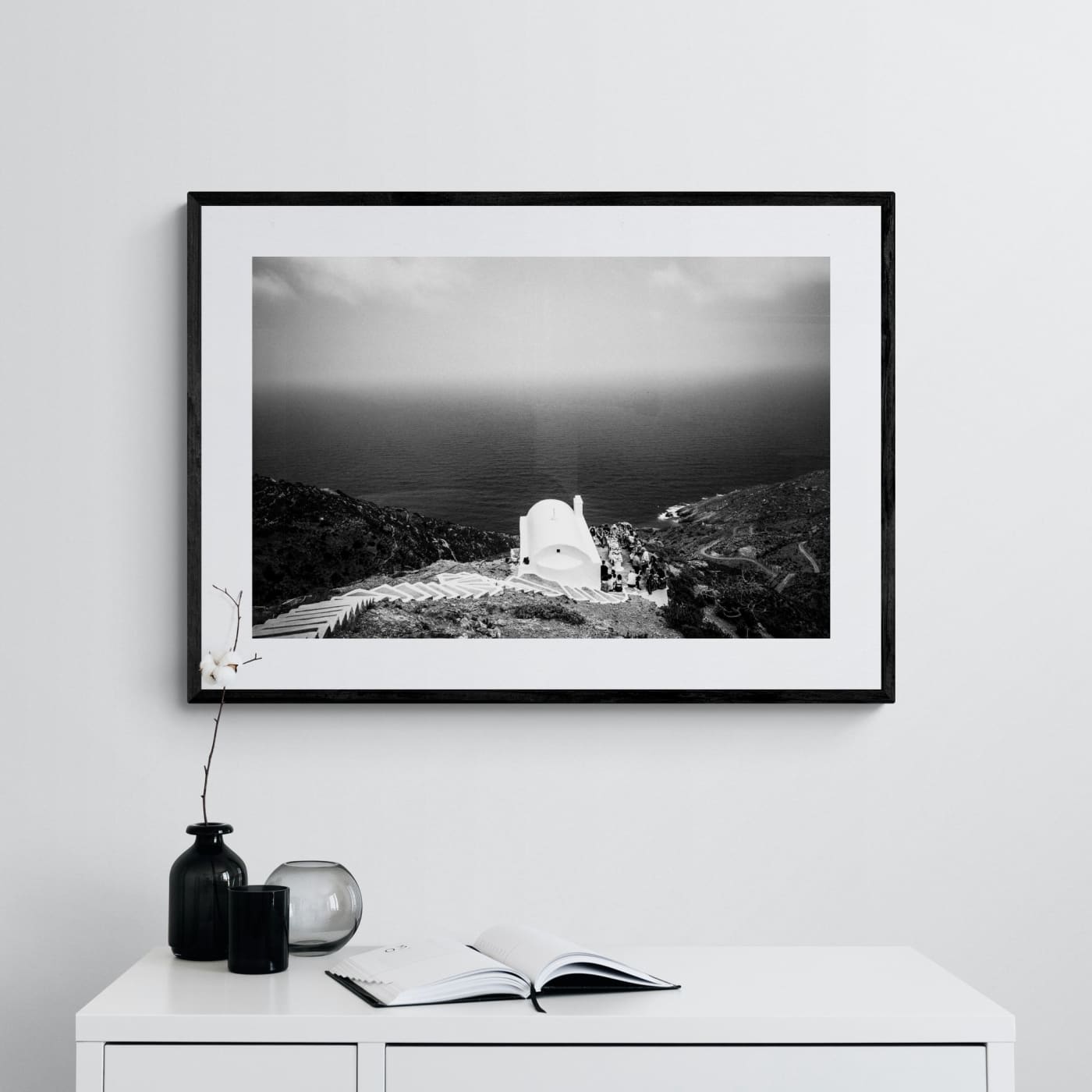 Black and White Photography Wall Art Greece | Church of Christ in Olympos Karpathos Dodecanese by George Tatakis - single framed photo