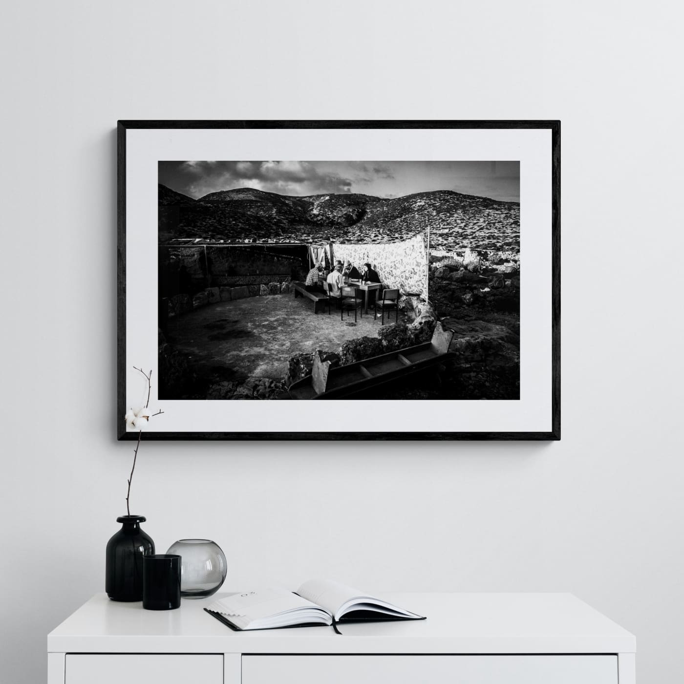 Black and White Photography Wall Art Greece | Dawn on Saria island after celebration of St. Zacharias Olympos Karpathos Dodecanese by George Tatakis - single framed photo