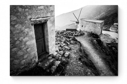 Black and White Photography Wall Art Greece | Mills in Olympos Karpathos Dodecanese by George Tatakis - whole photo