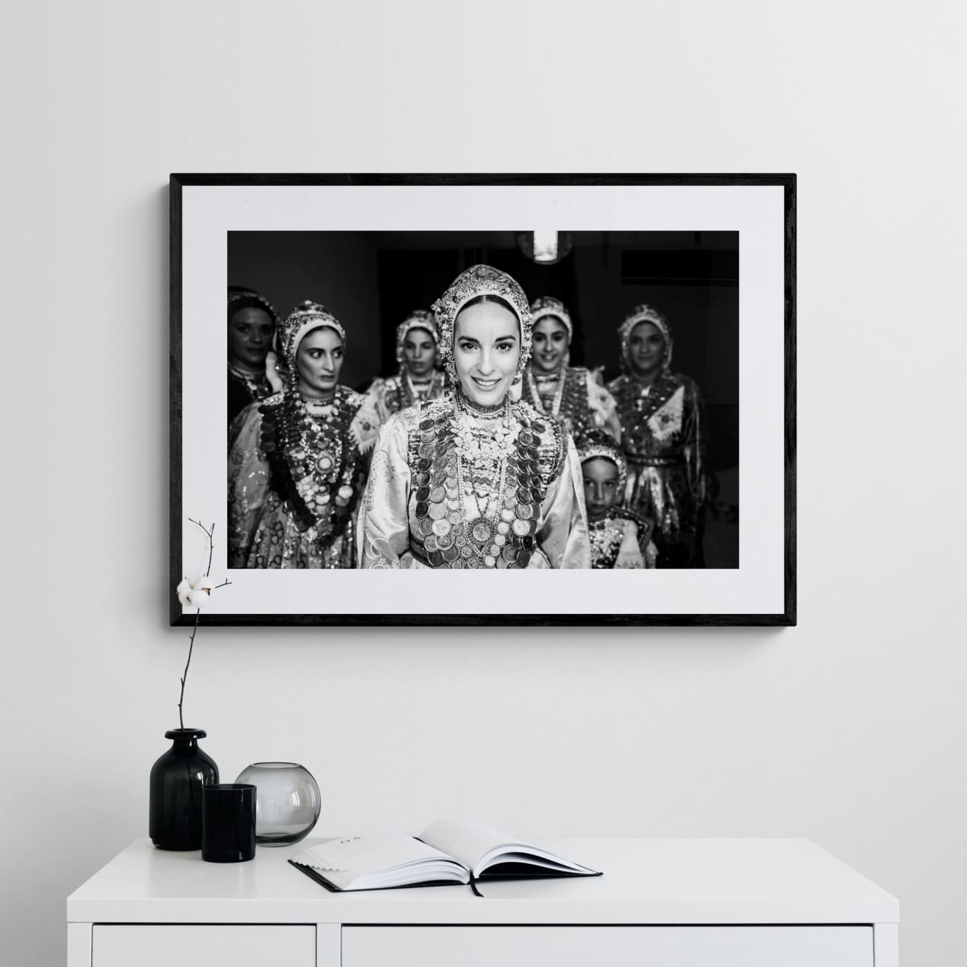 Black and White Photography Wall Art Greece | Bride in Diafani Olympos Karpathos by George Tatakis - single framed photo