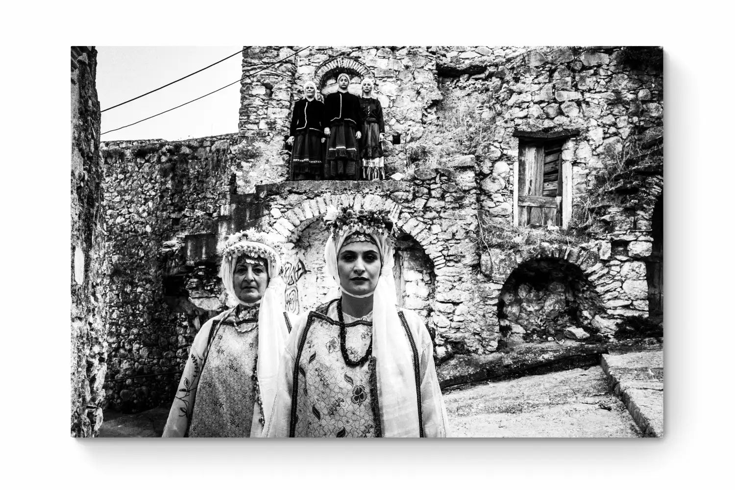 Black and White Photography Wall Art Greece | Costumes of Agios Georgios Sykoussis Kampochorea Chios island Greece by George Tatakis - whole photo