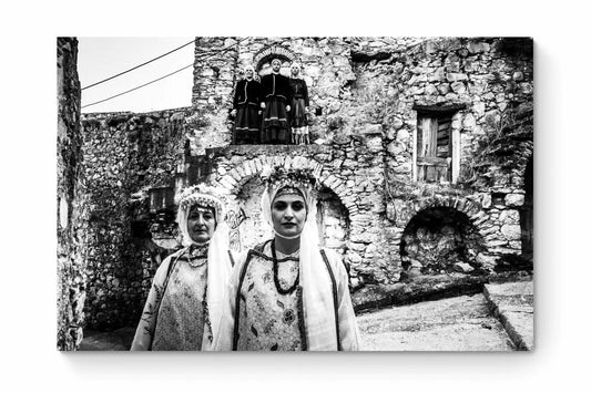 Black and White Photography Wall Art Greece | Costumes of Agios Georgios Sykoussis Kampochorea Chios island Greece by George Tatakis - whole photo