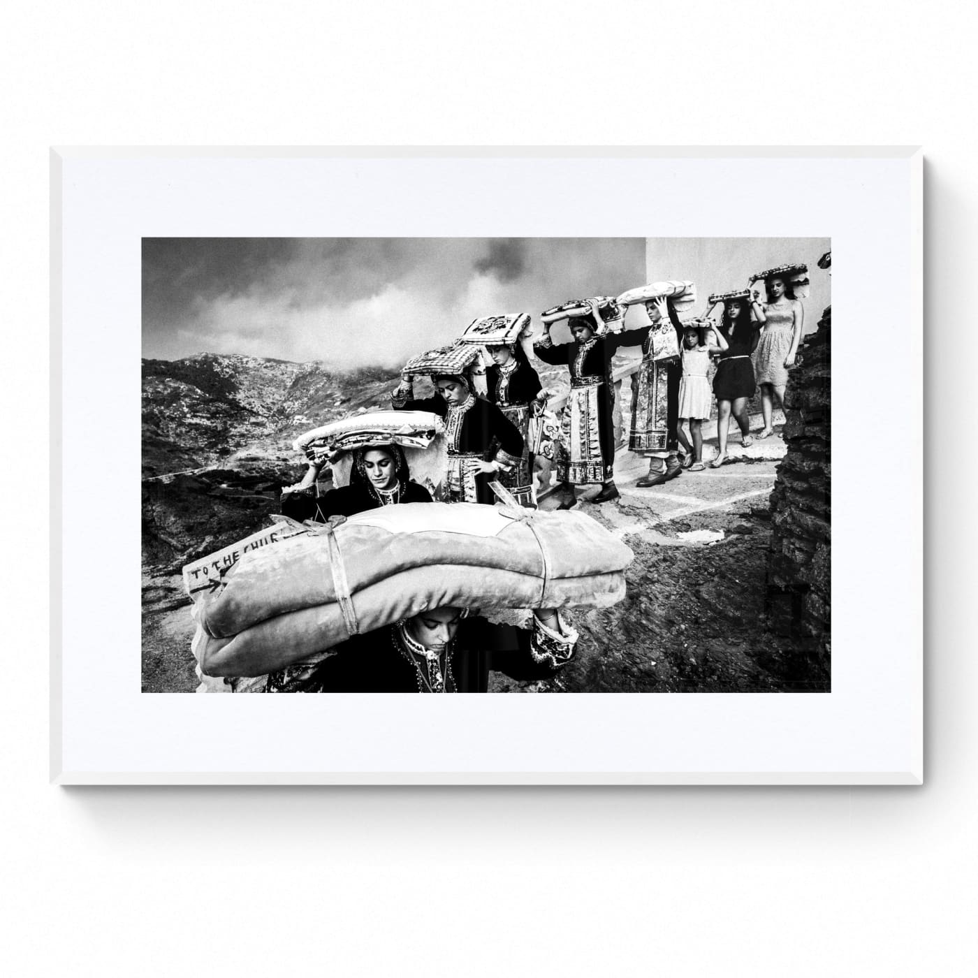 Black and White Photography Wall Art Greece | Limited Edition numbered signed. Dowry transportation Olympos Karpathos Dodecanese.