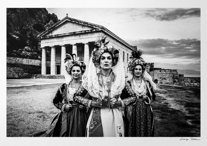 Black and White Photography Wall Art Greece | Costumes of central Corfu island at the Old Fortress Ionian Sea by George Tatakis