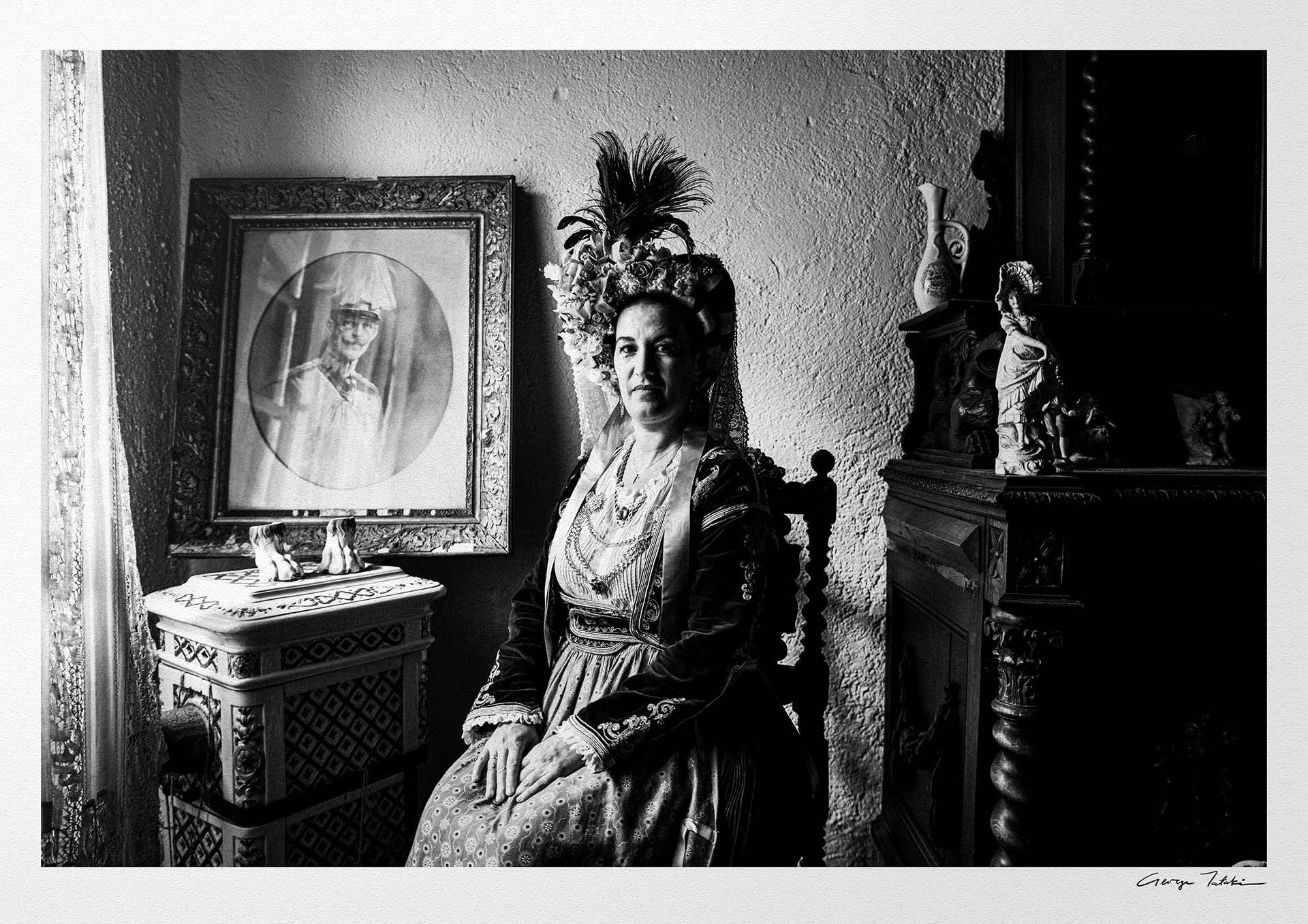 Black and White Photography Wall Art Greece | Costume of central Corfu island in a traditional home Ionian Sea by George Tatakis